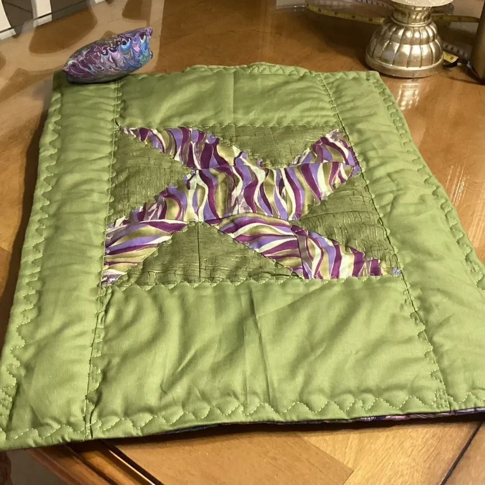 NWOT. Hand Crafted Reversible Stuffed Animal/Doll Quilt with Pillow Set